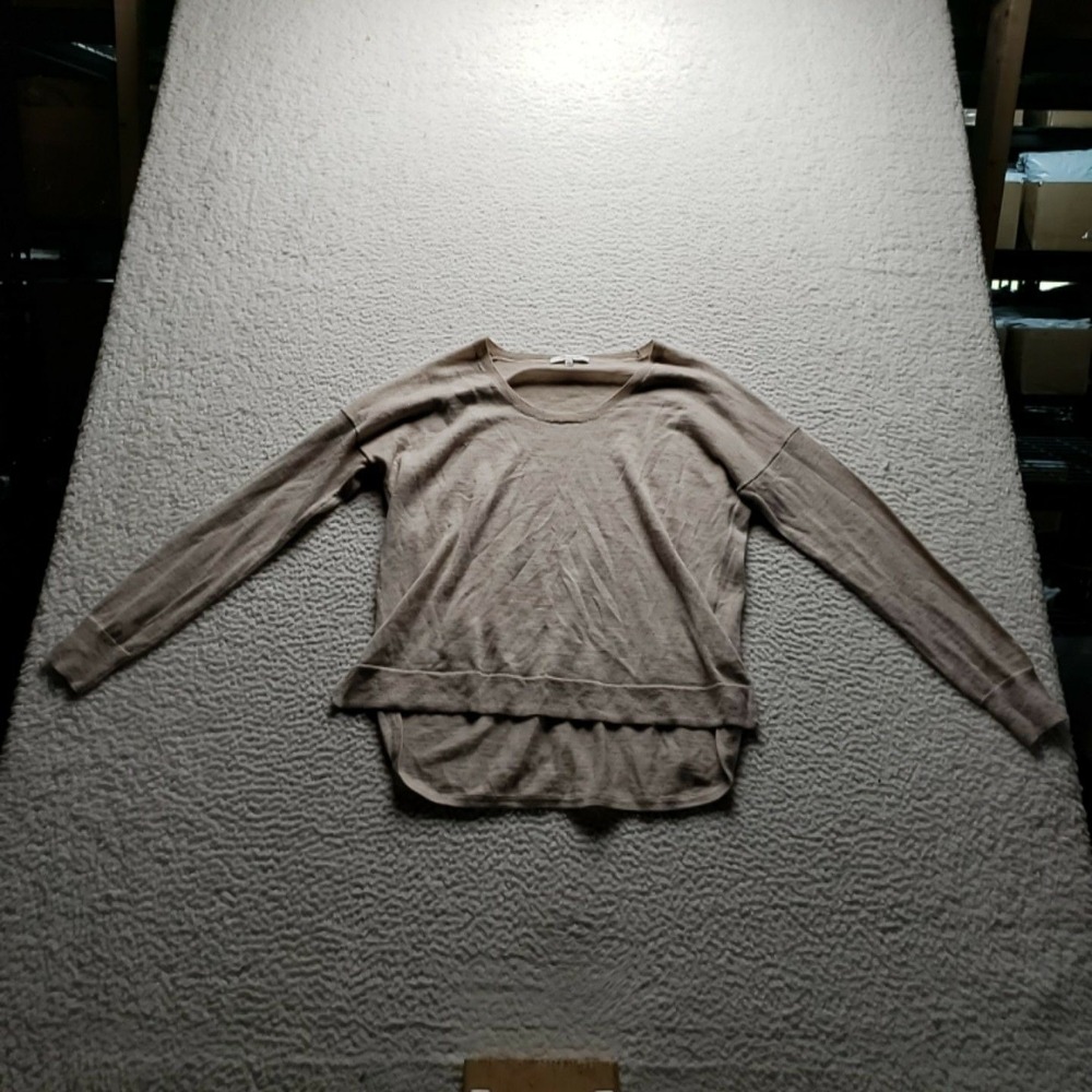 Madewell Sweater Womens Small Beige Merino Wool Scoop Neck Long Sleeve Knit